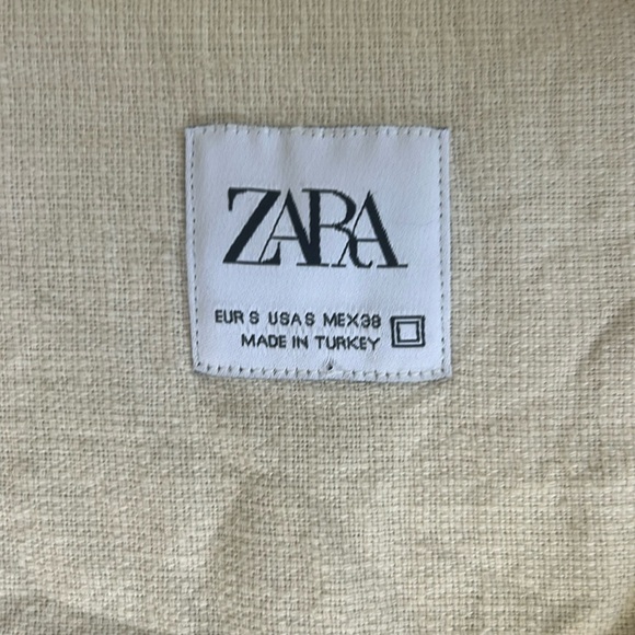 ZARA * Cotton/Linen Blend * Half Button Up * Tan * Long Sleeved Top * Size Small - Picture 5 of 6